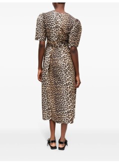 ganni dress womanprinted cotton tie strap midi dress - w0373 943