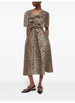 ganni dress womanprinted cotton tie strap midi dress - w0373 943
