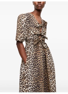 ganni dress womanprinted cotton tie strap midi dress - w0373 943