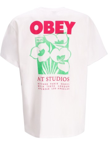 obey t-shirt manobey art studio flowers - 165264234 wht 2