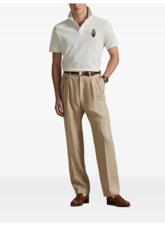 polo ralph lauren polo mansskccmslm1-short sleeve-polo shirt - 710p00082001 fa25 deckwash white hrtg bear