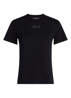 karl lagerfeld top womanrhinestone rain t shirt - a4w17050 999