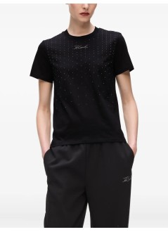 karl lagerfeld top womanrhinestone rain t shirt - a4w17050 999