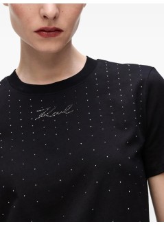 karl lagerfeld top womanrhinestone rain t shirt - a4w17050 999