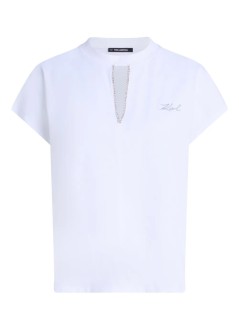 karl lagerfeld top womanembellished relaxed t shirt - a4w17046 100