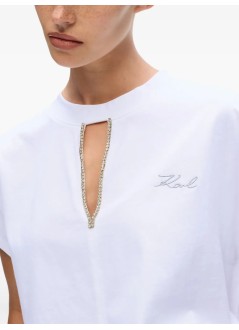 karl lagerfeld top womanembellished relaxed t shirt - a4w17046 100
