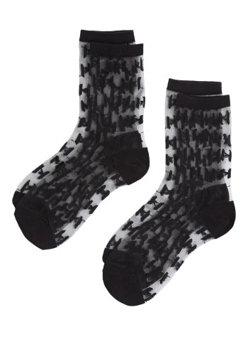 karl lagerfeld socks womank monogram mesh socks 2p - a3w47032 999 2