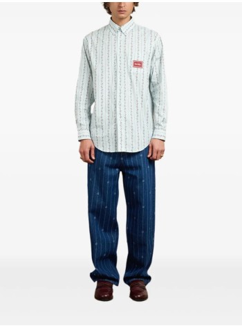 drôle de monsieur camiseria hombre la chemise fleurs tressées - ish240co166lbe light blue 2