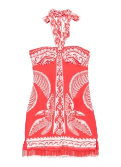 farm rio dress womanmajestic coconut tree red mini dress - 335958 25058
