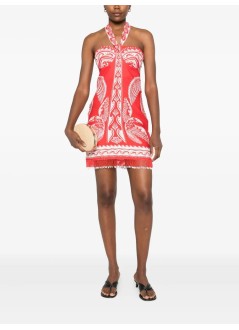 farm rio dress womanmajestic coconut tree red mini dress - 335958 25058
