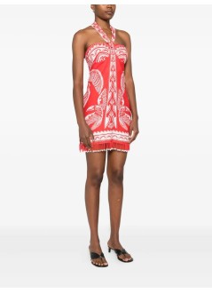 farm rio dress womanmajestic coconut tree red mini dress - 335958 25058