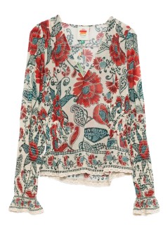 farm rio t-shirt womanfrancesca sand long sleeve blouse - 339812 25047