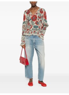 farm rio t-shirt womanfrancesca sand long sleeve blouse - 339812 25047