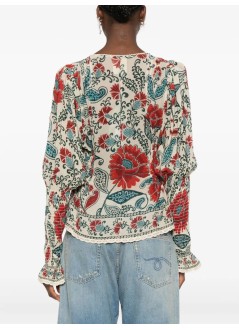 farm rio t-shirt womanfrancesca sand long sleeve blouse - 339812 25047