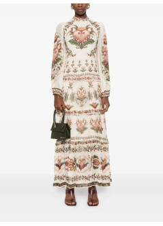 farm rio dress womanmajestic hearts cream maxi dress - 346167 25065