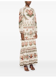 farm rio dress womanmajestic hearts cream maxi dress - 346167 25065