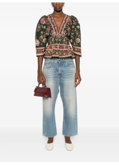 farm rio blusa mujer flowering garden tree green blouse - 339742 25042