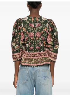 farm rio blusa mujer flowering garden tree green blouse - 339742 25042