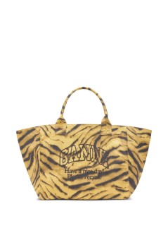 ganni handbag womanshopper xxl pocket print zebra - a7080 894