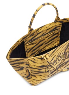 ganni handbag womanshopper xxl pocket print zebra - a7080 894