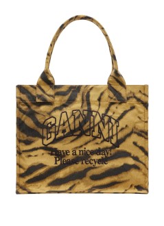 ganni handbag womanlarge easy shopper pocket print zebra - a7260 894