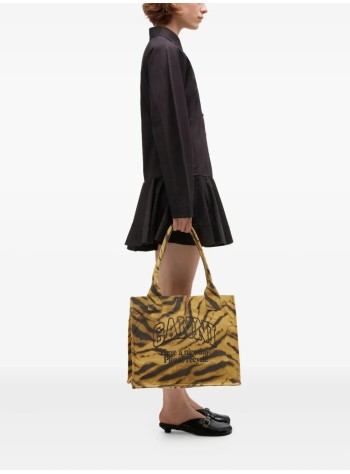 ganni handbag womanlarge easy shopper pocket print zebra - a7260 894 2