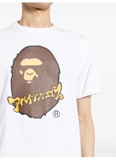 bape t-shirt mankatakana ape head tee m - 001tek301307m white