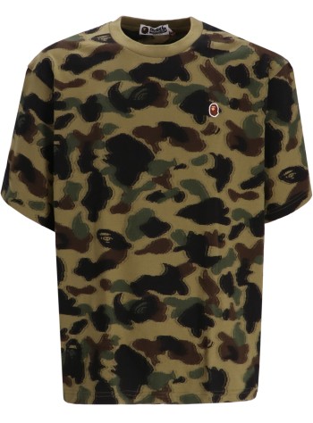 bape t-shirt man1st camo jacquard ape head relaxed fit tee m - 001csl301304m green