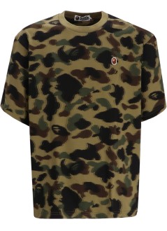bape t-shirt man1st camo jacquard ape head relaxed fit tee m - 001csl301304m green