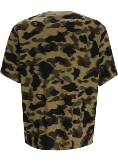 bape t-shirt man1st camo jacquard ape head relaxed fit tee m - 001csl301304m green