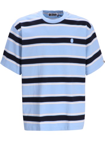 bape t-shirt manone point strip relaxed fit tee m - 001csl301305m blue
