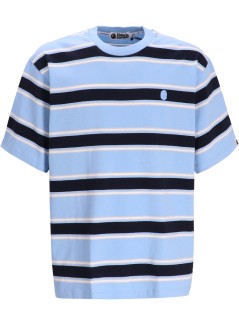 bape t-shirt manone point strip relaxed fit tee m - 001csl301305m blue