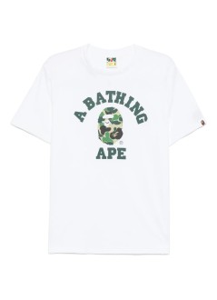 bape t-shirt manabc camo college tee m - 001tel301005m white x green