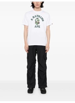 bape t-shirt manabc camo college tee m - 001tel301005m white x green