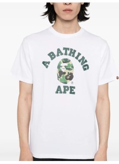 bape t-shirt manabc camo college tee m - 001tel301005m white x green