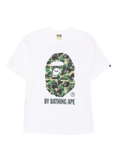 bape t-shirt manabc camo by bathing ape tee m - 001tel301007m white x green