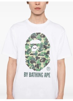 bape t-shirt manabc camo by bathing ape tee m - 001tel301007m white x green