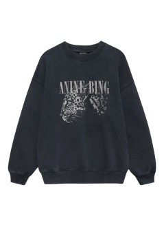 anine bing sudadera mujer spencer sweatshirt leopard - a0811720wbl1 washed black