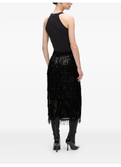 karl lagerfeld skirt womansequins fringe skirt - a4w12021 999