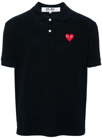 comme des garçons play polo mant-shirt red emblem - axt006051 navy