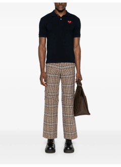 comme des garçons play polo mant-shirt red emblem - axt006051 navy