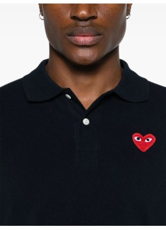 comme des garçons play polo mant-shirt red emblem - axt006051 navy