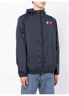 comme des garçons play outerwear hombre p1j501 - k-way hoodie full zip - azj501051 navy