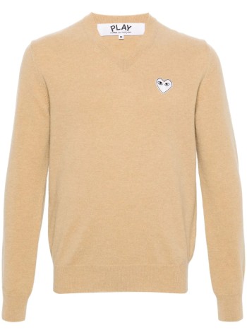 comme des garçons play punto hombre play white heart pullover natural color - axn064051 light camel