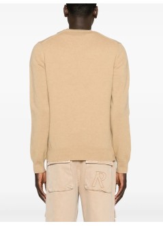 comme des garçons play knitwear manplay white heart pullover natural color - axn064051 light camel