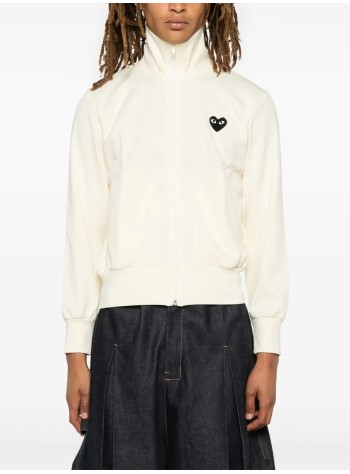 comme des garçons play sweater manweatshirt black emblem knit - axt254051 ivory 2