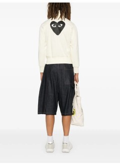 comme des garçons play sudadera hombre weatshirt black emblem knit - axt254051 ivory