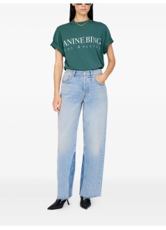 anine bing top womanashton tee los angeles - a0810133dkg31 dark green