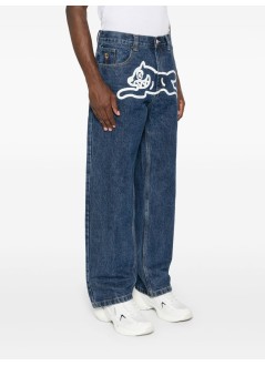 icecream denim manrunning dog double scoop denim pant - icd002 mid wash blue