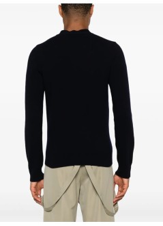 comme des garçons play punto hombre neck cardigan white emblem knit - axn062051 navy